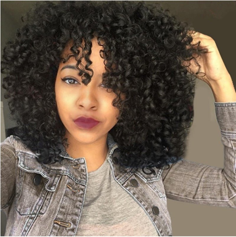 Manufacturers Supply European And American Wigs, African Short Curly Hair Female Wigs, Fluffy Small Curly Bangs, Long Curly Hair Wigs, Wigs - 我的商店